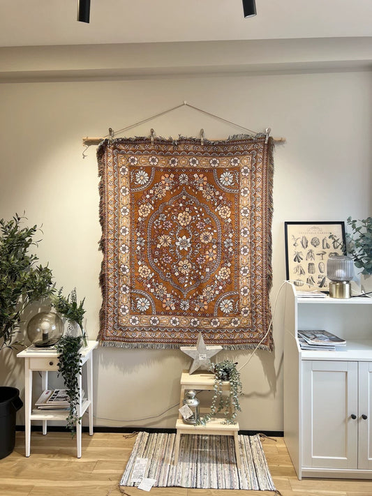 Vintage Floral Boho Tapestry – Persian Rug-Inspired Wall Blanket, 130×160cm